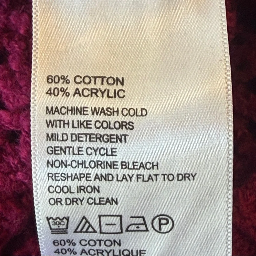 Tommy Bahama Women’s Open Knit Crewneck Sweater Size Large Sangria Wine Berry